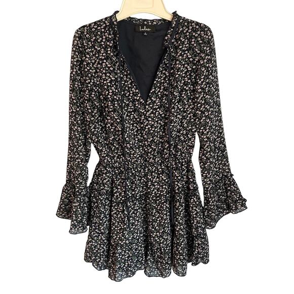 Lulus Navy Blue Flowered Dress Size Small Preloved - Picture 1 of 14